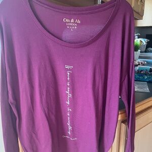 Om & Ah Purple Tee, L